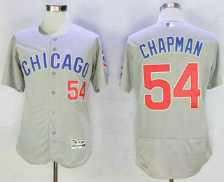 Men's Chicago Cubs #54 Aroldis Chapman Gray Road 2016 Flexbase Majestic Baseball Jersey