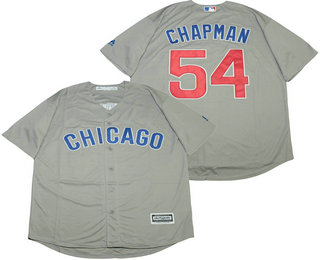 Men's Chicago Cubs #54 Aroldis Chapman Grey New Cool Base Stitched MLB Jersey