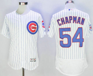 Men's Chicago Cubs #54 Aroldis Chapman White Home 2016 Flexbase Majestic Baseball Jersey