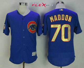 Men's Chicago Cubs #70 Joe Maddon Blue World Series Champions Gold Stitched MLB Majestic 2017 Flex Base Jersey