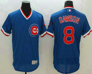 Men's Chicago Cubs #8 Andre Dawson Blue Flexbase 2016 MLB Mitchell & Ness Throwback Jersey