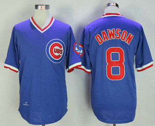 Men's Chicago Cubs #8 Andre Dawson Blue Pullover Throwback 1987 Cooperstown Collection Stitched MLB Mitchell & Ness Jersey