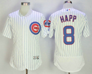 Men's Chicago Cubs #8 Ian Happ White Home Stitched MLB Majestic Flex Base Jersey