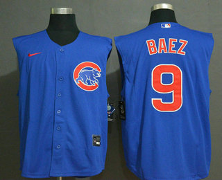 Men's Chicago Cubs #9 Javier Baez Blue 2020 Cool and Refreshing Sleeveless Fan Stitched MLB Nike Jersey