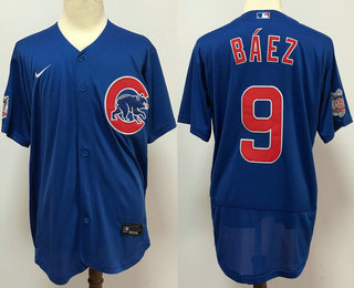 Men's Chicago Cubs #9 Javier Baez Blue Stitched MLB Flex Base Nike Jersey