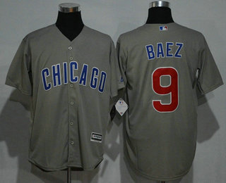 Men's Chicago Cubs #9 Javier Baez Gray Road Stitched MLB Majestic Cool Base Jersey