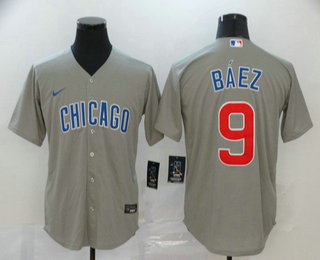 Men's Chicago Cubs #9 Javier Baez Gray Stitched MLB Cool Base Nike Jersey