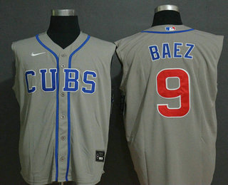 Men's Chicago Cubs #9 Javier Baez Grey 2020 Cool and Refreshing Sleeveless Fan Stitched MLB Nike Jersey