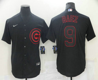 Men's Chicago Cubs #9 Javier Baez Lights Out Black Fashion Stitched MLB Cool Base Nike Jersey