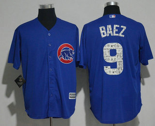 Men's Chicago Cubs #9 Javier Baez Royal Blue 2017 Spring Training Stitched MLB Majestic Cool Base Jersey