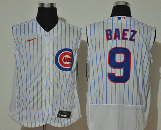 Men's Chicago Cubs #9 Javier Baez White 2020 Cool and Refreshing Sleeveless Fan Stitched Flex Nike Jersey