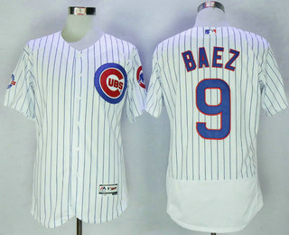 Men's Chicago Cubs #9 Javier Baez White Home Stitched MLB 2016 Majestic Flex Base Jersey