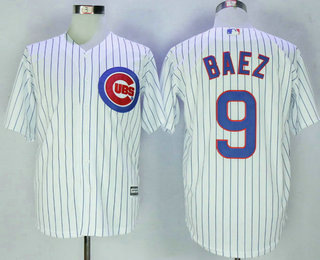 Men's Chicago Cubs #9 Javier Baez White Home Stitched MLB Majestic Cool Base Jersey