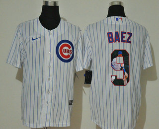 Men's Chicago Cubs #9 Javier Baez White Stitched MLB Cool Base Nike Fashion Jersey