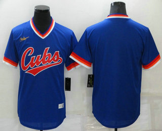 Men's Chicago Cubs Blank Blue Cooperstown Collection Stitched Throwback Jersey