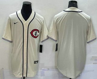 Men's Chicago Cubs Blank Cream Turn Back the Clock Stitched MLB Cooperstown Collection Nike Jersey