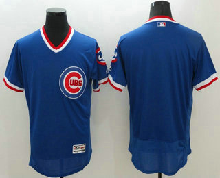 Men's Chicago Cubs Blank Retired Blue Pullover 2016 Flexbase Majestic Baseball Jersey