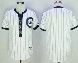 Men's Chicago Cubs Blank White Home 1909 Majestic Cooperstown Collection Throwback Jersey