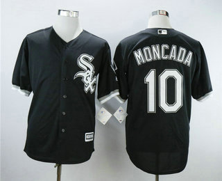 Men's Chicago White Sox #10 Yoan Moncada Black Stitched MLB Cool Base Jersey