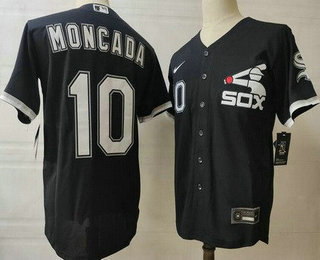 Men's Chicago White Sox #10 Yoan Moncada Black Stitched MLB Cool Base Nike Jersey