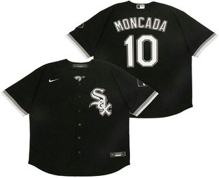 Men's Chicago White Sox #10 Yoan Moncada Black Stitched MLB Cool Base Nike Jersey