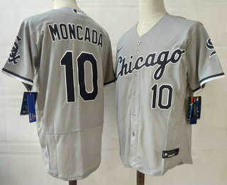 Men's Chicago White Sox #10 Yoan Moncada Grey Stitched MLB Cool Base Nike Jersey