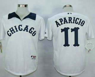 Men's Chicago White Sox #11 Luis Aparicio White 1976 Turn Back the Clock Stitched MLB Majestic Cooperstown Collection Jersey