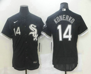 Men's Chicago White Sox #14 Paul Konerko Black Stitched MLB Flex Base Jersey