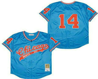 Men's Chicago White Sox #14 Paul Konerko Blue 1972 Zipper Throwback Jersey