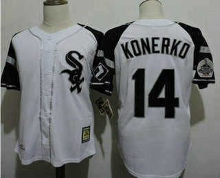 Men's Chicago White Sox #14 Paul Konerko Stance Button Front 2005 World Series Patch Throwback Baseball Jersey