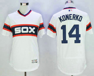 Men's Chicago White Sox #14 Paul Konerko White Pullover 2016 Flexbase Majestic Baseball Jersey