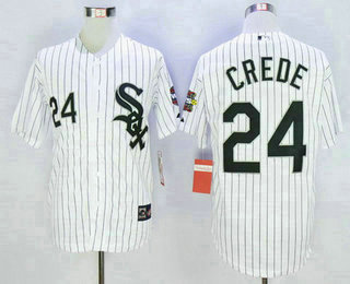 Men's Chicago White Sox #24 Joe Crede White 2015 World Serise Patch Baseball Jersey