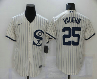 Men's Chicago White Sox #25 Andrew Vaughn 2021 Cream Field of Dreams Name Cool Base Stitched Nike Jersey