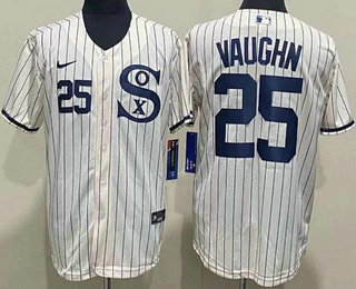 Men's Chicago White Sox #25 Andrew Vaughn Cream Player Name 2021 Field of Dreams Authentic Jersey