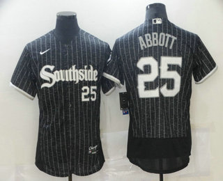 Men's Chicago White Sox #25 Sam Abbott Black 2021 City Connect Stitched MLB Flex Base Nike Jersey