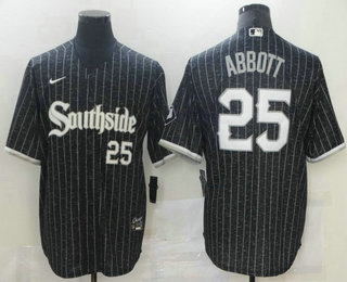 Men's Chicago White Sox #25 Sam Abbott Black With Small Number 2021 City Connect Stitched MLB Cool Base Nike Jersey