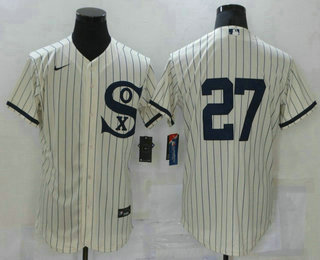 Men's Chicago White Sox #27 Lucas Giolito 2021 Cream Navy Field of Dreams Flex Base Stitched Jersey