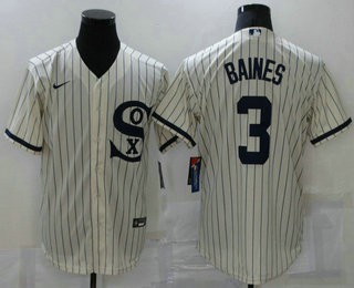 Men's Chicago White Sox #3 Harold Baines 2021 Cream Field of Dreams Name Cool Base Stitched Nike Jersey