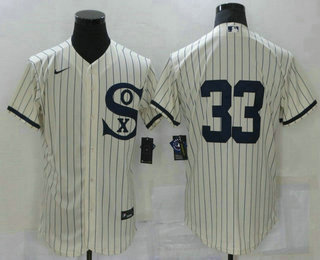 Men's Chicago White Sox #33 Lance Lynn 2021 Cream Navy Field of Dreams Flex Base Stitched Jersey