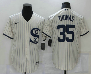 Men's Chicago White Sox #35 Frank Thomas 2021 Cream Field of Dreams Name Cool Base Stitched Nike Jersey