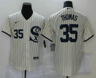 Men's Chicago White Sox #35 Frank Thomas 2021 Cream Field of Dreams Number Cool Base Stitched Nike Jersey