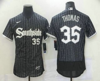 Men's Chicago White Sox #35 Frank Thomas Black 2021 City Connect Stitched MLB Flex Base Nike Jersey