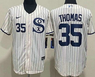 Men's Chicago White Sox #35 Frank Thomas Cream Player Name 2021 Field of Dreams Authentic Jersey