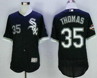 Men's Chicago White Sox #35 Frank Thomas Retired Black 2016 Flexbase Majestic Baseball Jersey w2005 World Series Patch