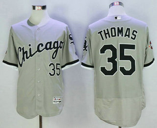 Men's Chicago White Sox #35 Frank Thomas Retired Gray 2016 Flexbase Majestic Baseball Jersey w2005 World Series Patch