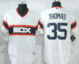 Men's Chicago White Sox #35 Frank Thomas Retired White Pullover Stitched MLB Majestic Cool Base Jersey