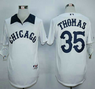 Men's Chicago White Sox #35 Frank Thomas White 1976 Turn Back The Clock Jersey