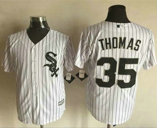 Men's Chicago White Sox #35 Frank Thomas White(Black Strip) New Cool Base Jersey