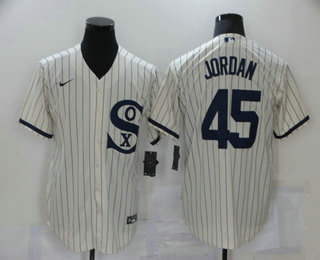 Men's Chicago White Sox #45 Michael Jordan 2021 Cream Field of Dreams Name Cool Base Stitched Nike Jersey