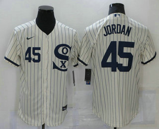 Men's Chicago White Sox #45 Michael Jordan 2021 Cream Navy Field of Dreams Number Flex Base Stitched Jersey